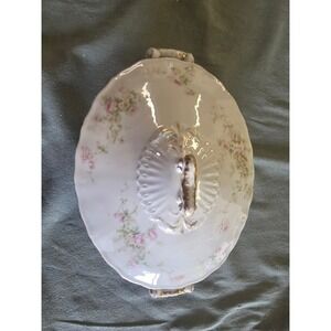 Theodore Haviland Limoges France Pink Floral Gold Gilt Covered Serving Dish